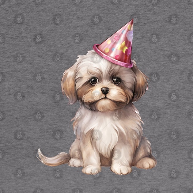 Birthday Shih Tzu Dog by Chromatic Fusion Studio